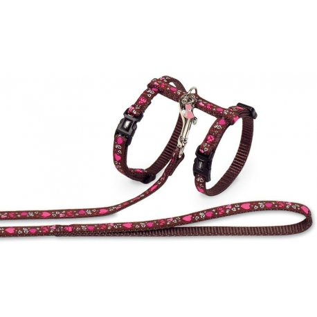 Postroj pre mačky "Love" červená