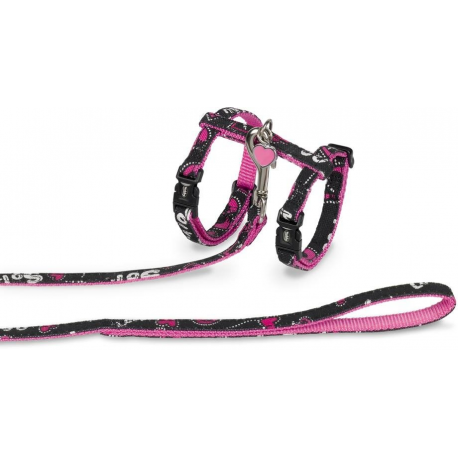 Postroj pre mačky "Love" čierna