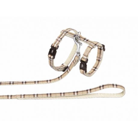 Postroj pre mačky "Tartan" béžová
