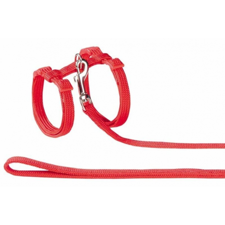 Nylonový postroj pre mačky červená