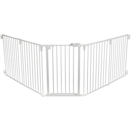 Zábrana pro psy s dvířky, 5 dílů, 62.5-300 x 76.5 cm, lakovaný kov