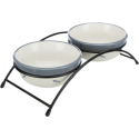 Set keramických misek se stojánkem  2 × 0,3 l / o 12 cm bílá/modrošedá