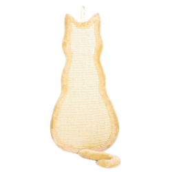 Škrábadlo závěsné tvar kočka, 35 x 69 cm, sisal/plyš, béžová