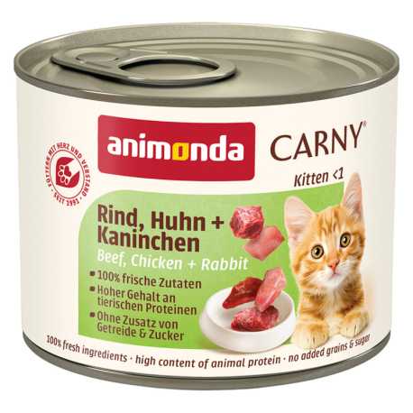 ANIMONDA konzerva CARNY Kitten - hovězí, kuře+ králík 200g