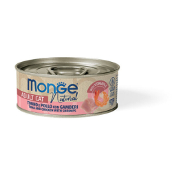 MONGE NATURAL tuňák s kousky kuřete a krevetami pro kočky 80 g