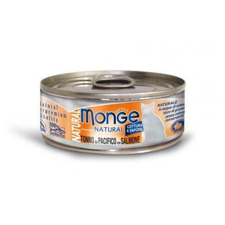 MONGE NATURAL kousky tuňáka s lososem pro kočky 80 g