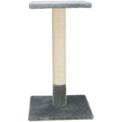 Škrabací sloupek BAENA s odpočívadlem, 9 cm / 69 cm, sisal/plyš, šedá