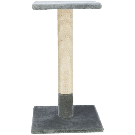 Škrabací sloupek BAENA s odpočívadlem, 9 cm / 69 cm, sisal/plyš, šedá