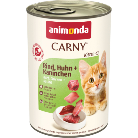 ANIMONDA konzerva CARNY Kitten - hovězí, kuře, králík 400g
