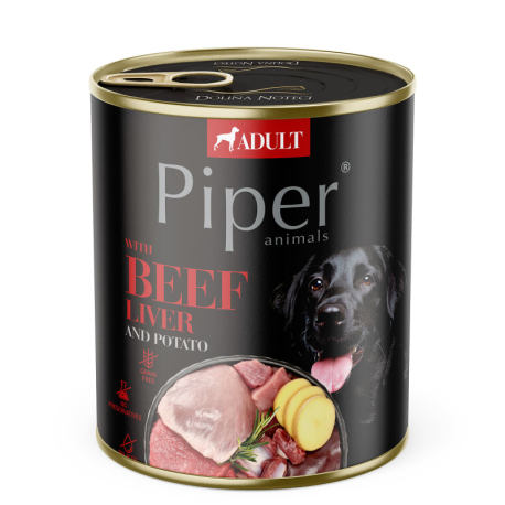 NEW PIPER s hovězími játry a bramborami, konzerva pro psy 800 g