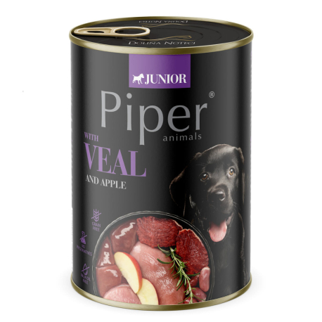 NEW PIPER JUNIOR s telecím a jablky, konzerva pro štěňata 400 g