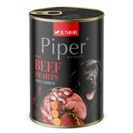NEW PIPER JUNIOR s hovězím srdcem a mrkví, konzerva pro štěňata 400 g