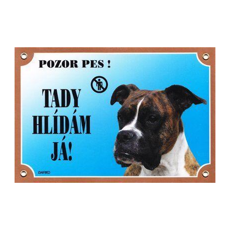 Barevná cedulka Pozor pes, Boxer německý