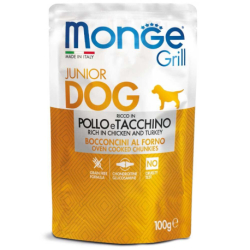 MONGE GRILL JUNIOR kapsička kuřecí s krůtou pro štěňata 100 g