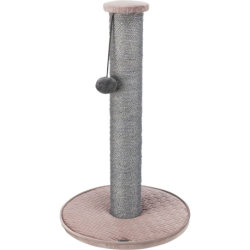 Škrabací sloupek LIVIA s plyšovou kuličkou, 64 cm, sisal/plyš, starorůžová