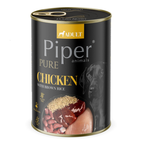 NEW PIPER PURE kuře s hnědou rýží, konzerva pro psy, 400 g
