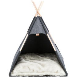 Jeskyňka TIPI  - přístřešek ve tvaru týpí, 70 x 70 x 70 cm, plsť/dřevo, antracit