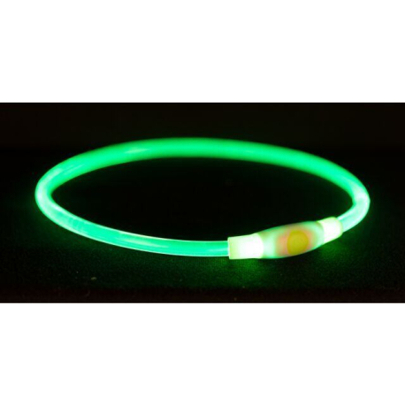 Flash light ring USB, blikací obojek, zelená
