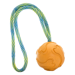 Vrhací tréninkový míč s vlákny z rýžových slupek, na laně  6/30 cm HipHop Dog