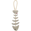 FishBone - rybí kost na laně, 43 cm, hračka pro psy, 100% pravá kůže/lano, šedá