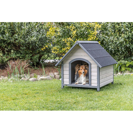 Natura bouda pro psa se sedlovou střechou, M-L: 83 x 87 x 101 cm, šedá