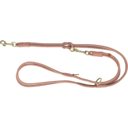 Vodítko PURE kožené kulaté nastavitelné, S: 2 m/ 10 mm, růžová