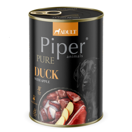 NEW PIPER PURE kachna s jablky, konzerva pro psy 400 g