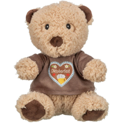 Oktoberfest Teddy, plyšový medvídek bez zvuku, 27 cm, béžová/hnědá - LIMITOVANÁ NABÍDKA