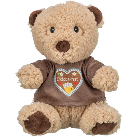 Oktoberfest Teddy, plyšový medvídek bez zvuku, 27 cm, béžová/hnědá - LIMITOVANÁ NABÍDKA