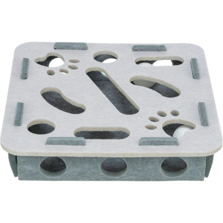 Interaktivní hra pro kočky Hole'n'Roll – box, ø 30 × 7.5 cm, filc, šedá