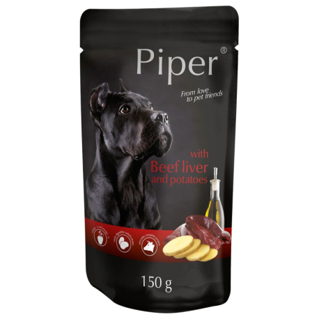 PIPER s hovězími játry a bramborami, kapsička pro psy 150 g