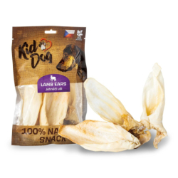 KIDDOG 100% Natural Snack, jehněčí ucho celé se záuškem 12-14 cm / 4 ks