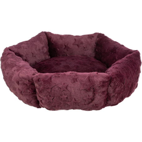 Xmas Bed Stars, vánoční kulatý pelech s okrajem, bordó