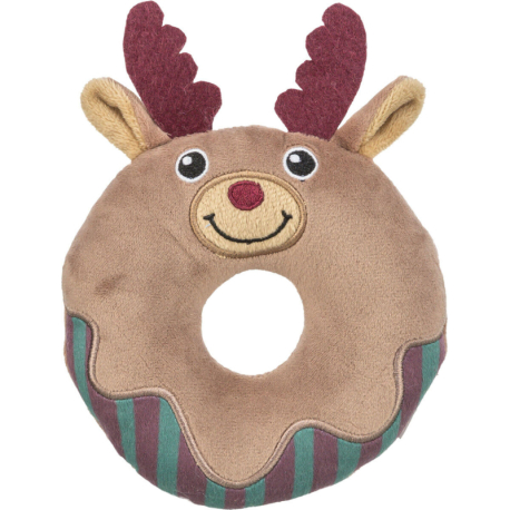 Xmas Moose Donut, vánoční plyšový kroužek-los, 14 cm