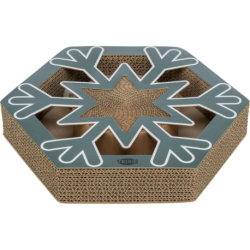Xmas Snowflake, vánoční kartonové škrabadlo s míčky, 33 × 6 × 28 cm, petrolejová