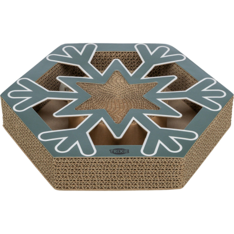 Xmas Snowflake, vánoční kartonové škrabadlo s míčky, 33 × 6 × 28 cm, petrolejová