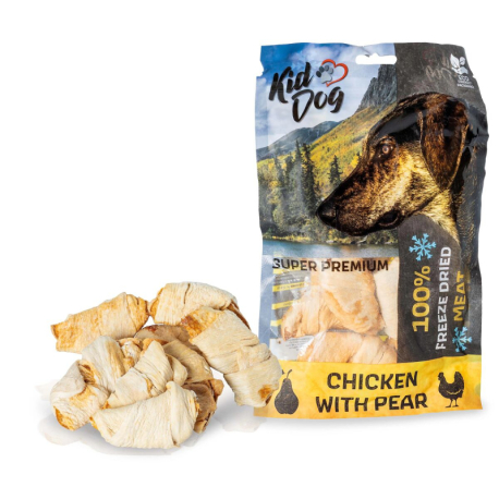 KIDDOG SUPER PREMIUM kuřecí prsa s hruškou mrazem sušená, 50 g