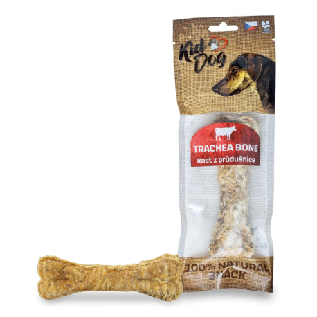 KIDDOG 100% Natural Snack, buvolí průdušnice ve tvaru kosti 15 cm / 200 g (1 ks/bal)
